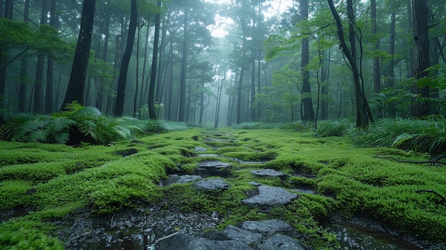 Foto gratuita el hermoso paisaje forestal japonés