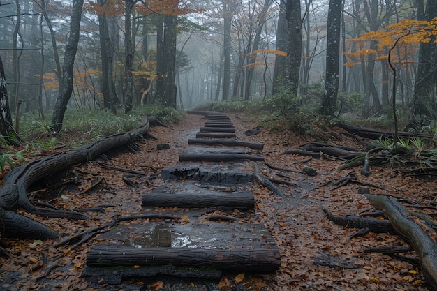 Foto gratuita el hermoso paisaje forestal japonés