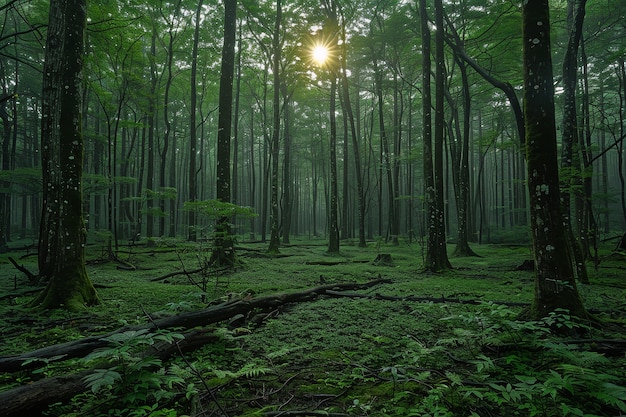 Foto gratuita el hermoso paisaje forestal japonés