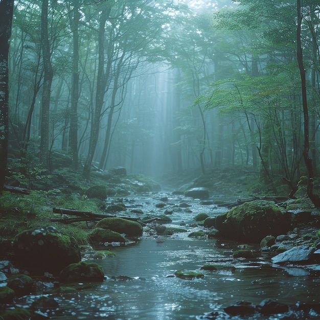 Foto gratuita el hermoso paisaje forestal japonés