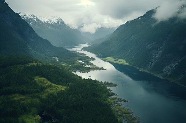 Hermoso paisaje natural con montañas y lago.