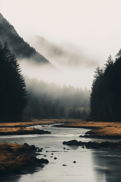 Hermoso paisaje natural con río y vegetación.