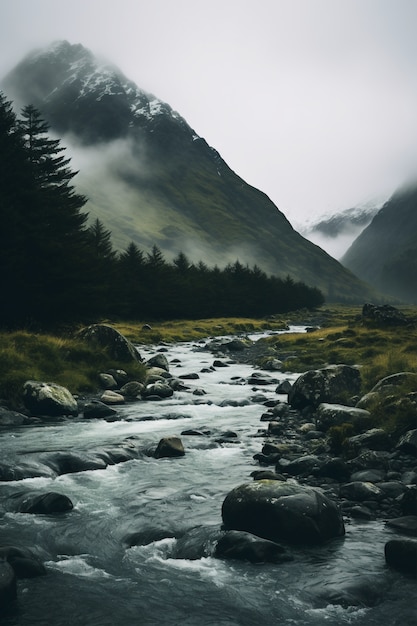 Foto gratuita hermoso paisaje natural con río y vegetación.