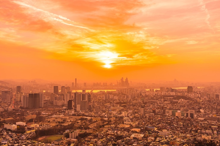 Foto gratuito hermoso paisaje y paisaje urbano de la ciudad de seúl