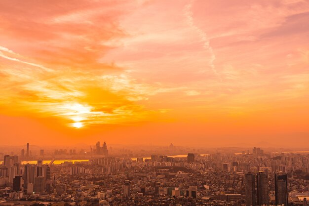 Hermoso paisaje y paisaje urbano de la ciudad de Seúl