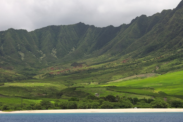 Foto gratuita hermoso paisaje de un paisaje verde con montañas en el lado oeste de ohau