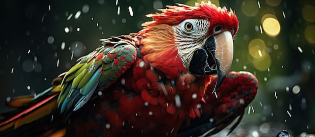 Foto gratuita hermoso pájaro loro guacamayo en la selva tropical escena de vida silvestre