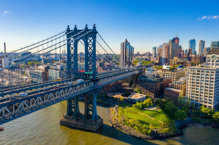 Foto gratuito hermoso puente de manhattan en nueva york, estados unidos