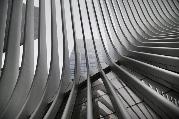 Hermoso resultado en blanco y negro de la estación WTC Cortlandt del metro de Nueva York, también conocido como Oculus