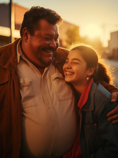 Foto gratuita un hermoso retrato de padre e hija celebrando el día del padre.