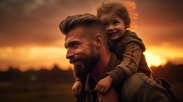 Un hermoso retrato de padre e hijo celebrando el día del padre.