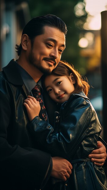 Un hermoso retrato de padre e hijo celebrando el día del padre.