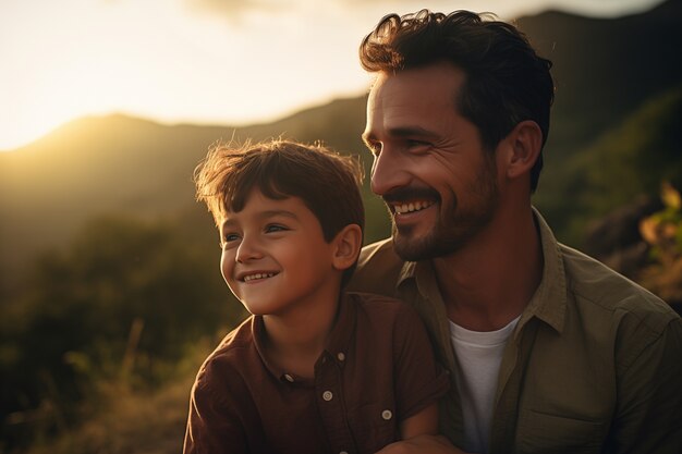 Un hermoso retrato de padre e hijo celebrando el día del padre.