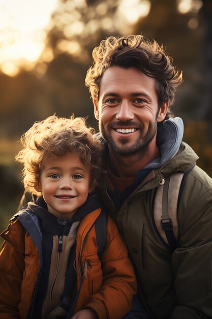 Un hermoso retrato de padre e hijo celebrando el día del padre.