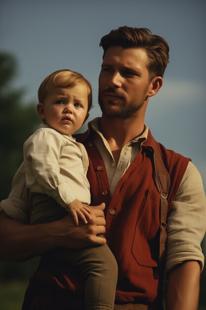 Un hermoso retrato de padre e hijo celebrando el día del padre.