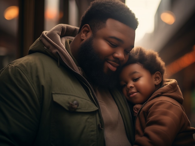 Un hermoso retrato de padre e hijo celebrando el día del padre.