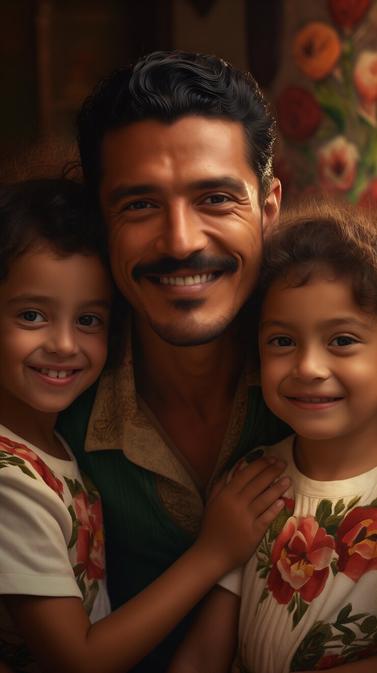 Foto gratuito un hermoso retrato de padre e hijos celebrando el día del padre.
