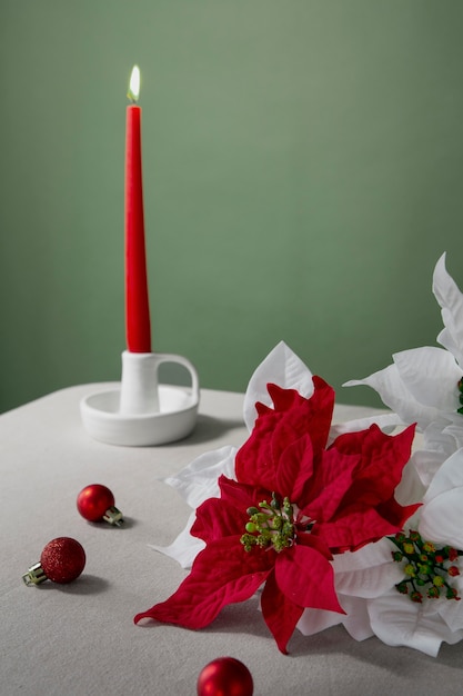 Foto gratuita hermoso surtido de poinsettia rojo y blanco