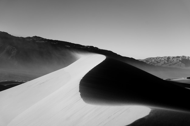 Hermoso tiro en escala de grises de un desierto