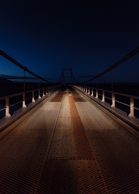 Hermoso tiro de un puente de acero en la noche
