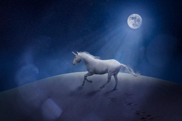 Foto gratuito el hermoso unicornio en la composición de la naturaleza