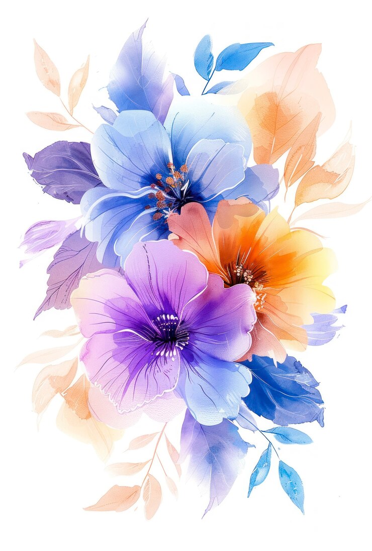 Foto gratuito hermosos arreglos florales en acuarela
