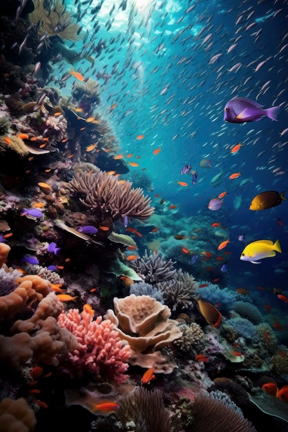 Hermosos corales bajo el agua