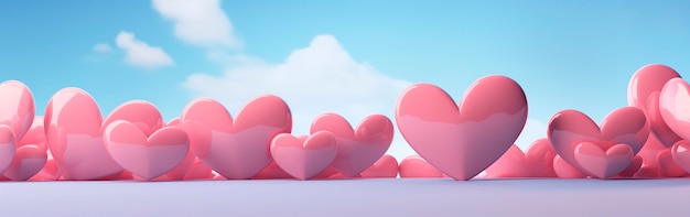 Hermosos corazones con cielo despejado.