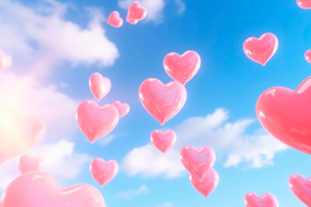 Hermosos corazones con cielo despejado.