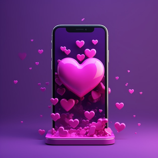 Foto gratuita hermosos corazones con teléfono inteligente