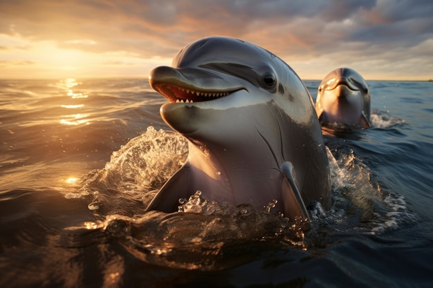 Foto gratuita hermosos delfines nadando