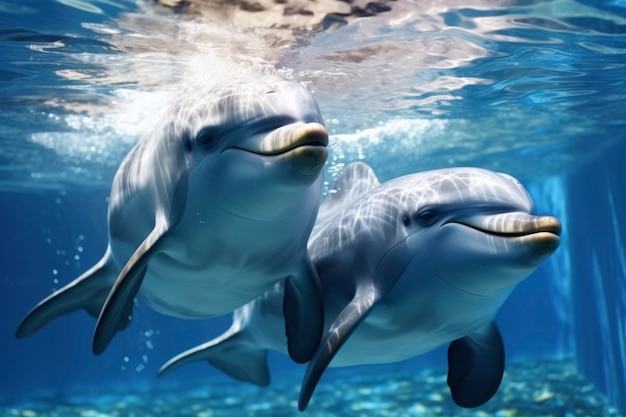 Foto gratuita hermosos delfines nadando