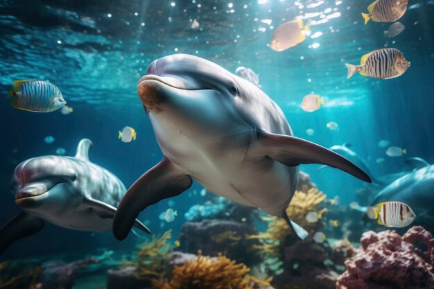 Hermosos delfines nadando