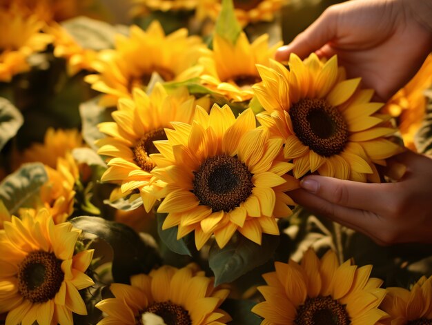 Hermosos girasoles en la naturaleza