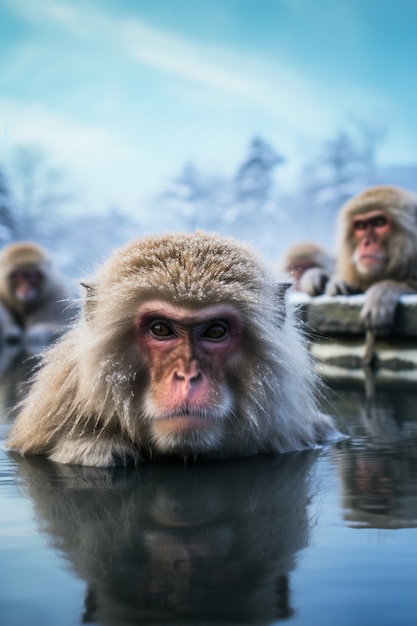 Foto gratuita hermosos monos al aire libre