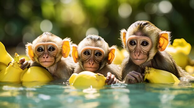Hermosos monos al aire libre