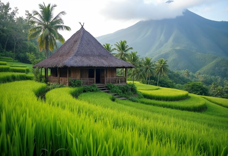 Foto gratuito hermosos paisajes de casas rústicas