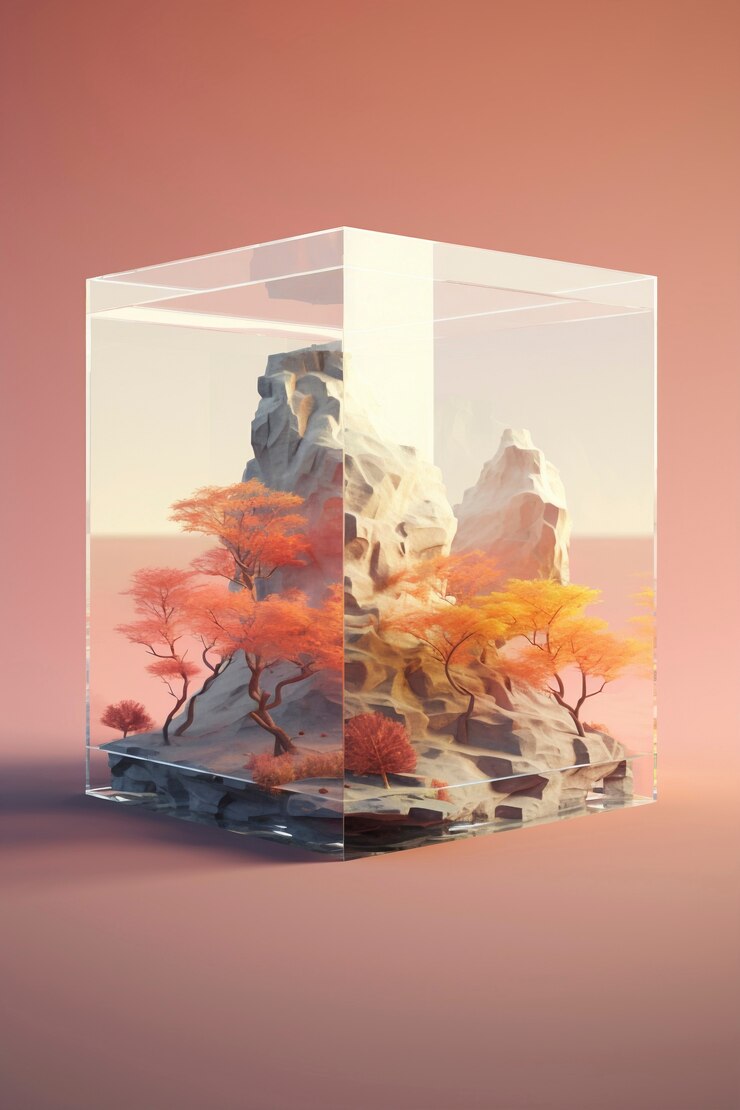 Hermosos paisajes dentro de un cubo