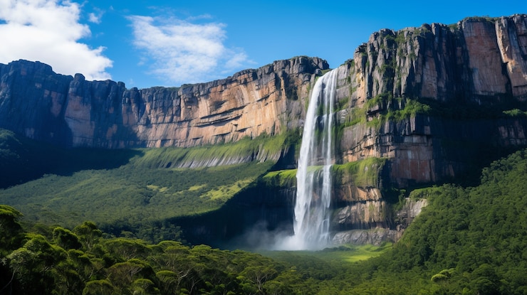 Foto gratuito hermosos paisajes naturales de cascadas