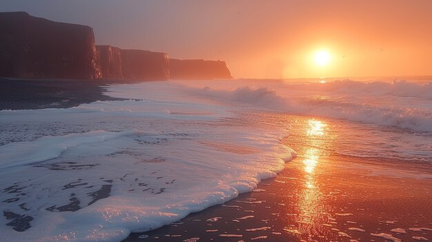 Foto gratuita hermosos paisajes naturales con playa de arena negra y océano