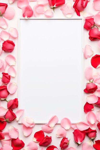 Hermosos pétalos de rosa desde arriba