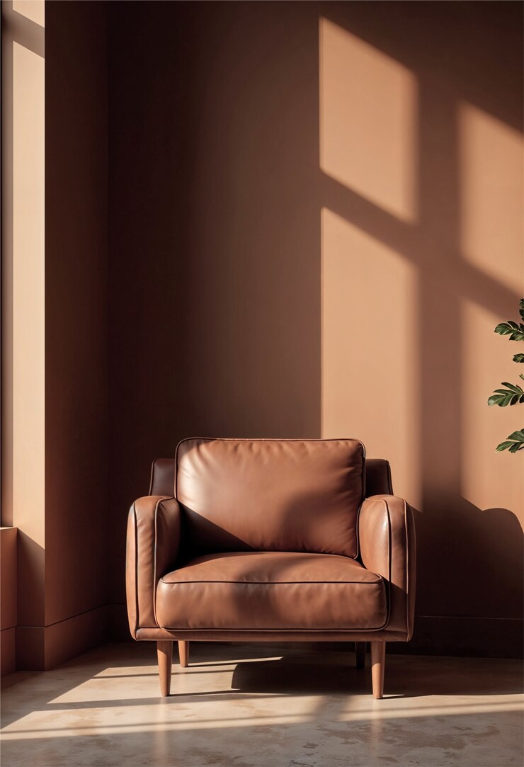 Hermosos sillones marrones en el interior