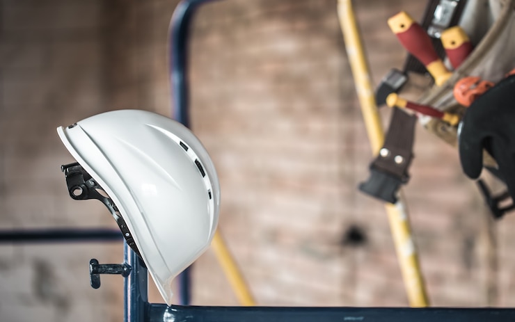Foto gratuito herramienta de construcción de trabajo. accesorios de construcción. concepto de renovación de casa y casa.