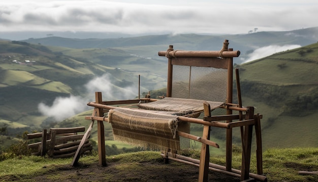 Foto gratuita hierba verde y madera vieja en primer plano generada por ia