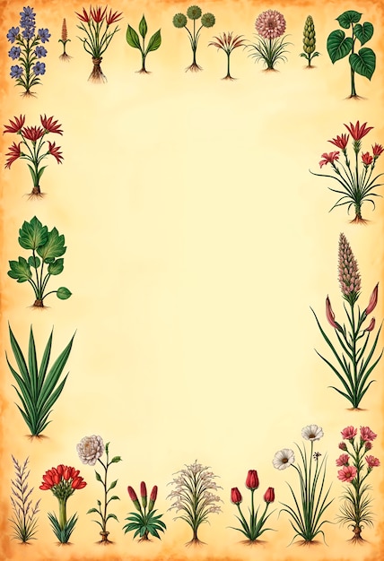 Hierbas botánicas en papel