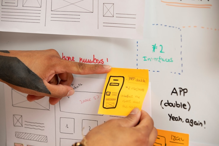 Photo Gratis high angle hands holding post its