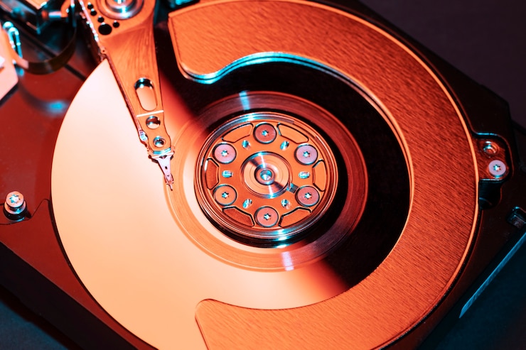 Photo Gratis high angle hard disk with bright light