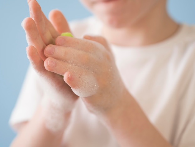 Higiene de manos en primer plano