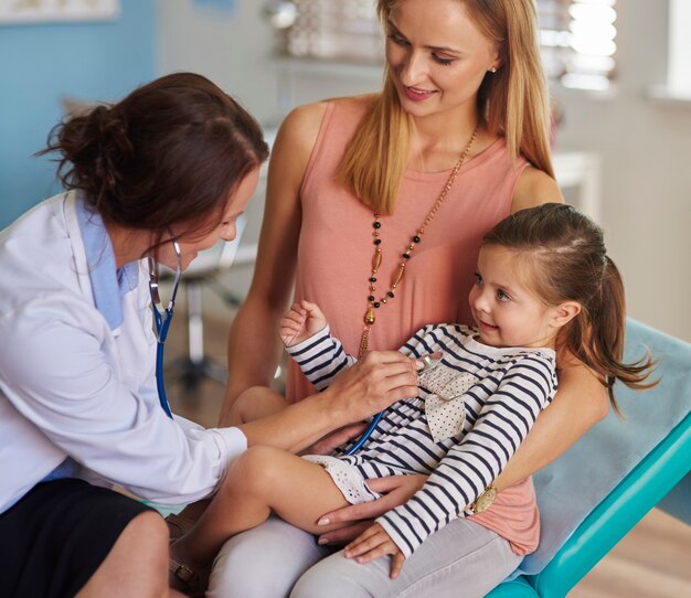 Hija y su madre en el doctor.