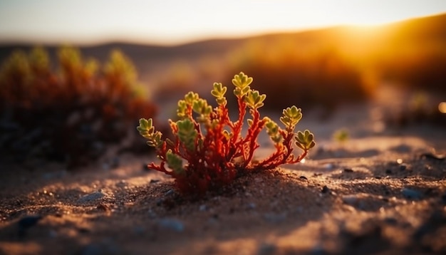 Foto gratuita hoja amarilla sobre arena seca belleza en la naturaleza generada por ia